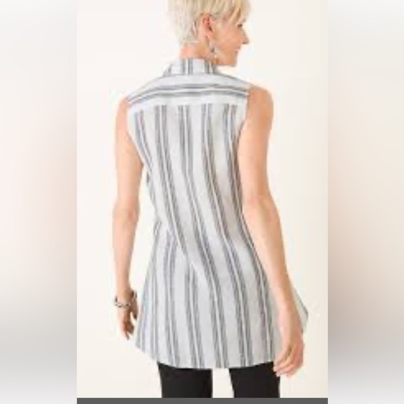 Chico's 100% linen women's no iron button front sleeveless tunic size Chico's 1 - Picture 2 of 8